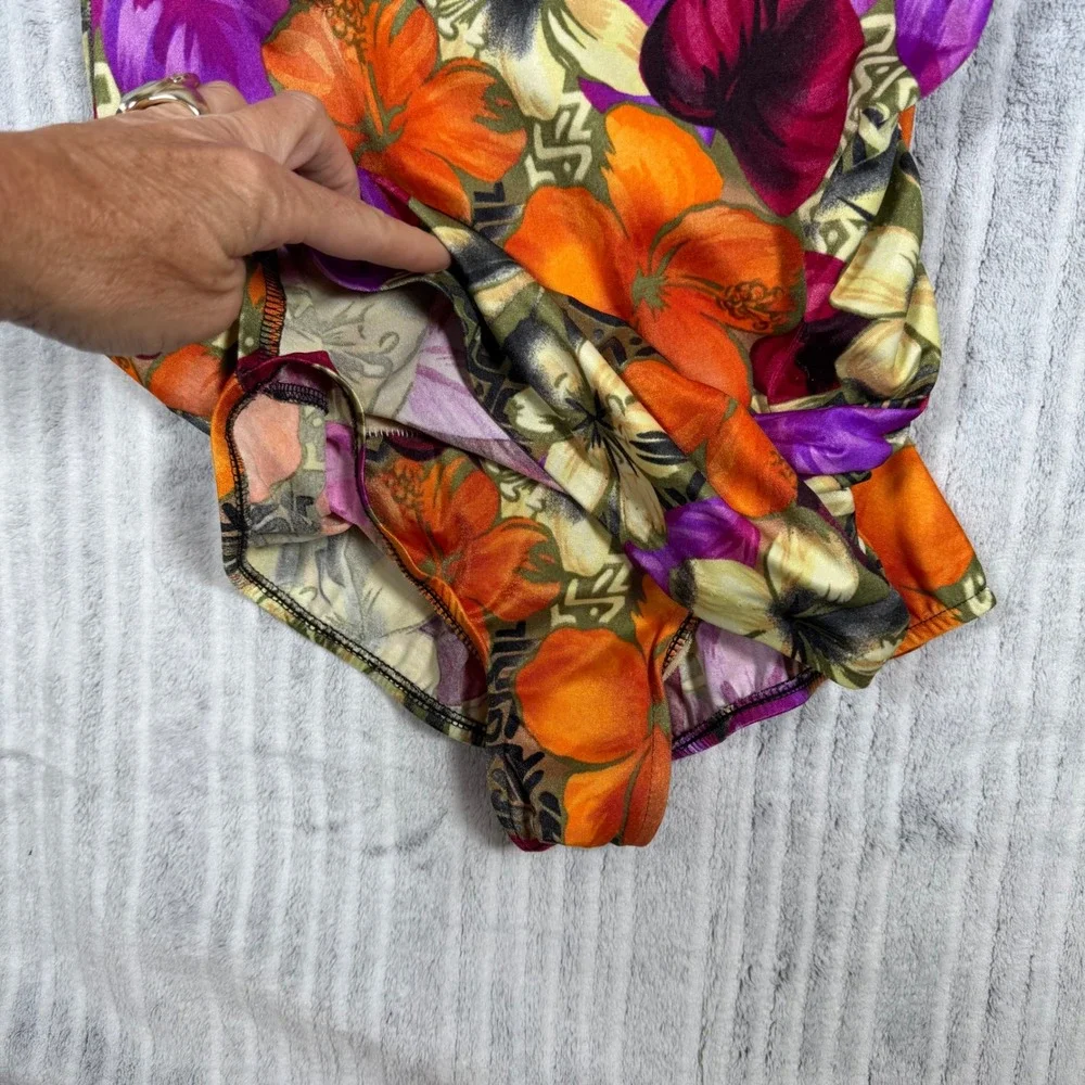 Mainstream Floral One Piece Swimsuit Women's 18 Vtg Union Made Tropical Retro